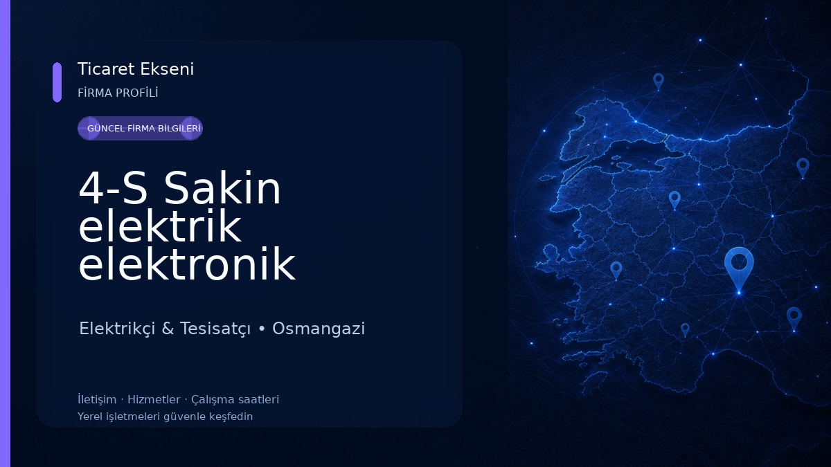 4-S Sakin elektrik elektronik bilgisayar mühendislik taahhüt san.ve tic.ltd. Şti Elektrikçi & Tesisatçı